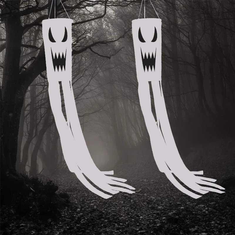 Spooky Ghost Windsock - Halloween Yard and Garden Decoration - Image 3