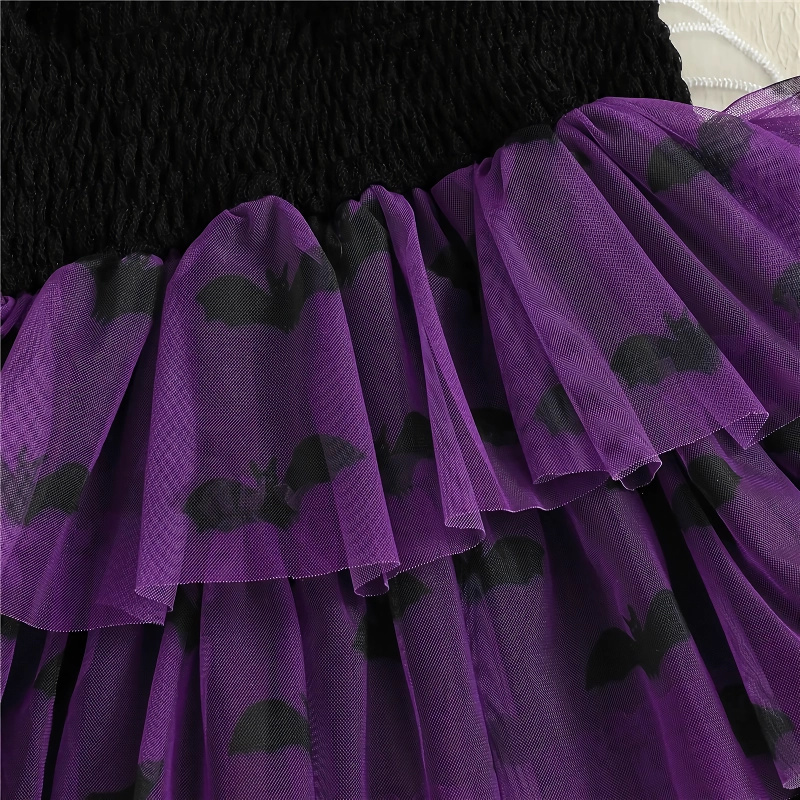 Toddler Baby Girl Halloween Dress with Bat and Ghost Prints & Butterfly Wings - Image 6