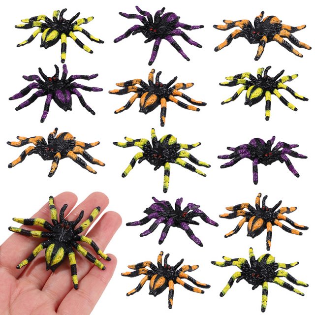 5-Pack Realistic Halloween Plastic Spiders – Haunted House & Party Decor