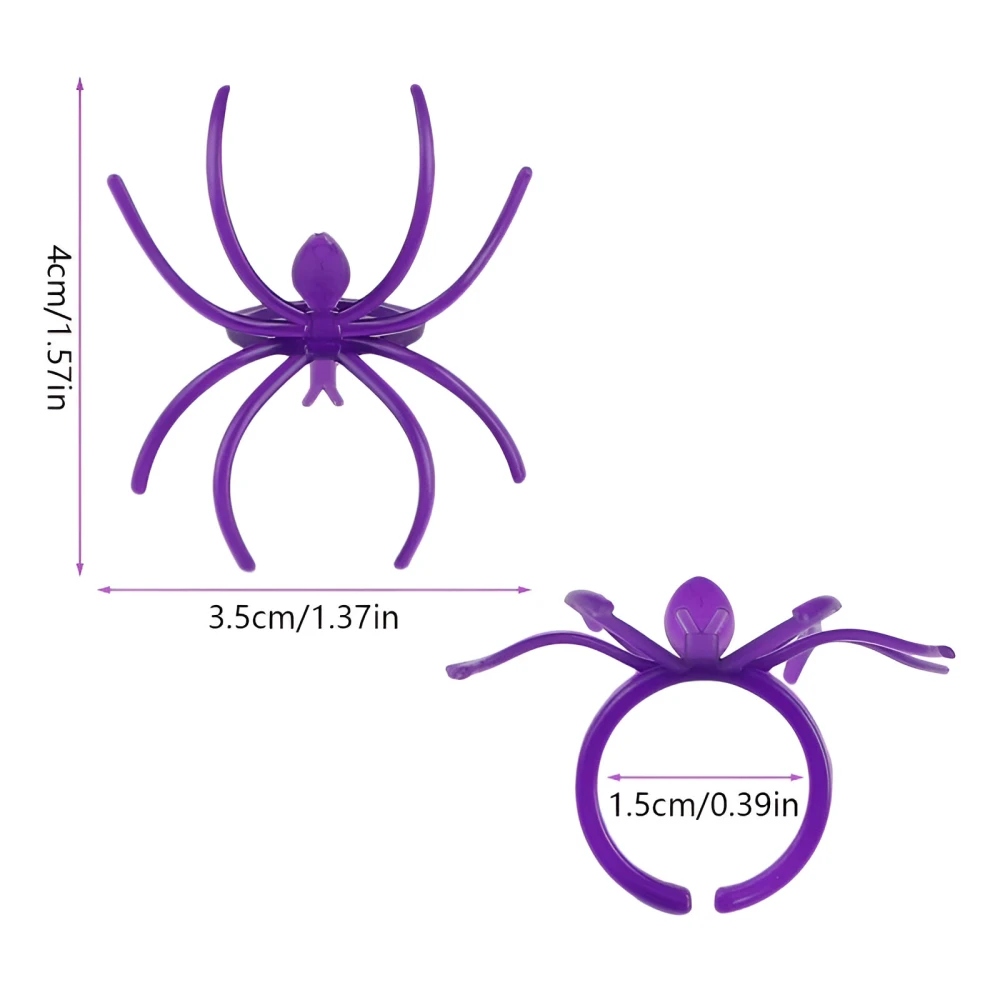 Halloween Spider Rings for Kids - 50Pcs Party Favors, Trick or Treat Accessories - Image 6
