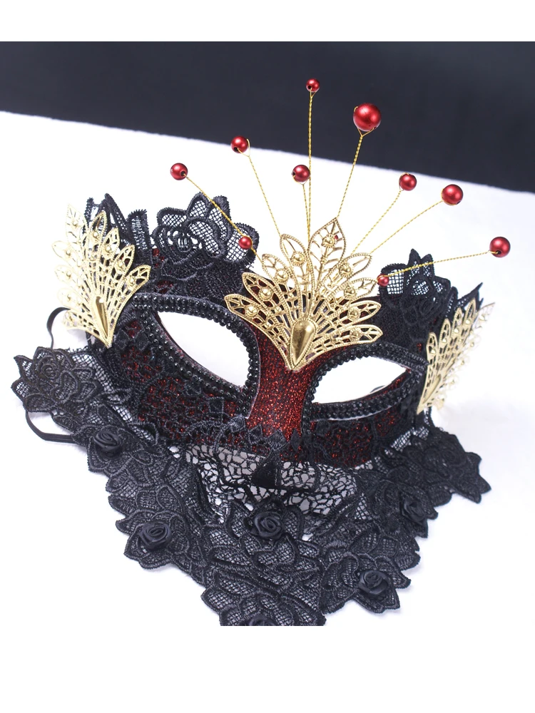 Elegant Black Lace Veil Masquerade Mask for Men & Women