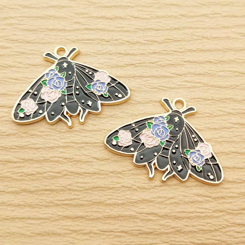 10-Piece Flower and Insect Charms for Jewelry Making - Enamel Pendants - Image 2