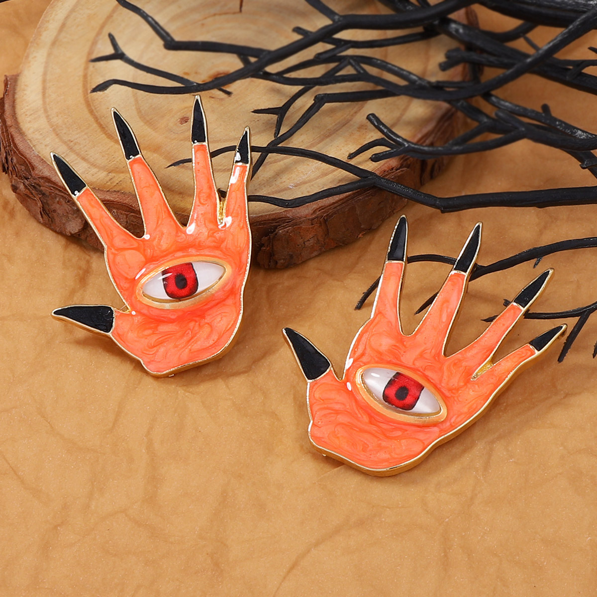 Halloween Devil’s Eye Five Finger Alloy Earrings - Image 4