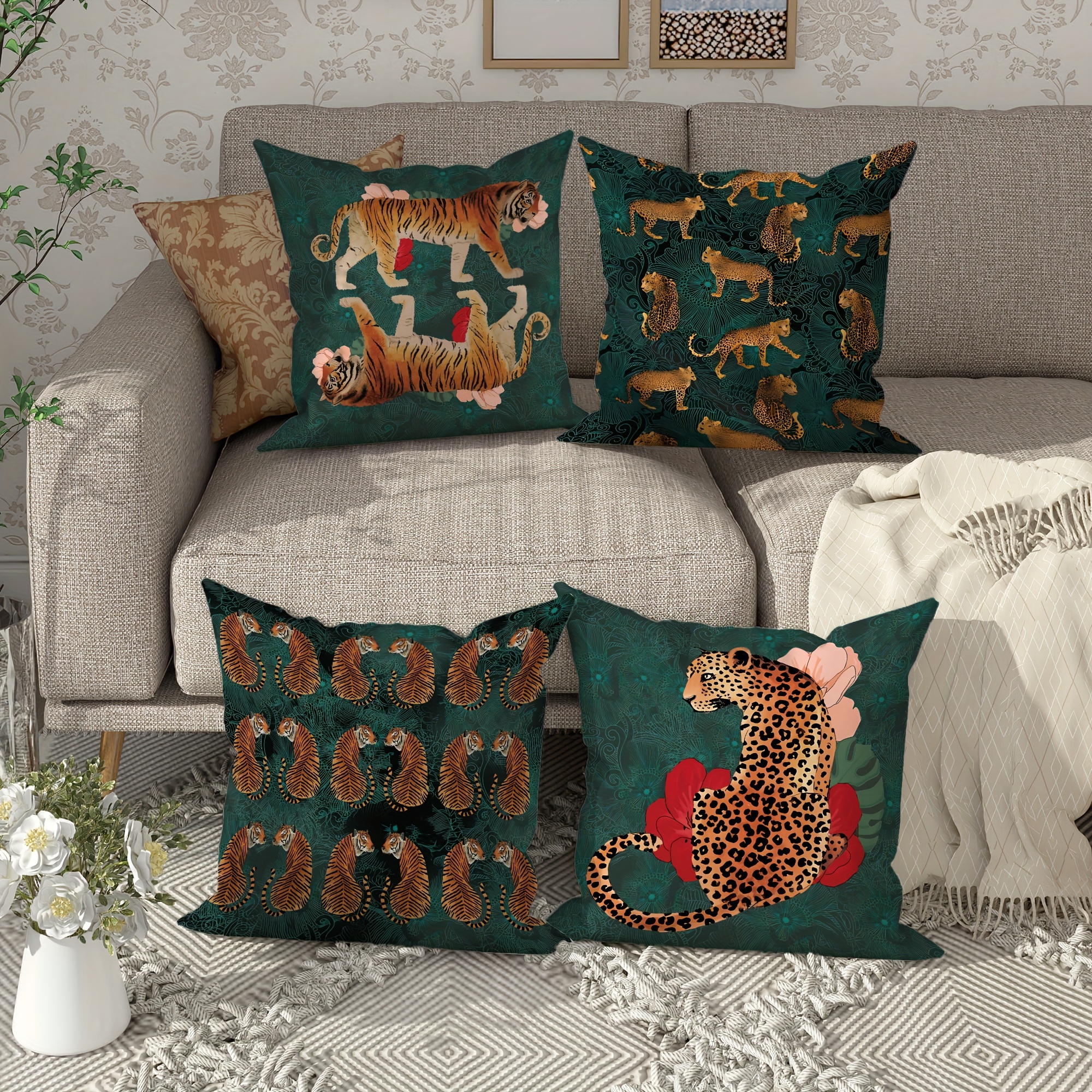 Bohemian Tiger Floral Pillow Cover - Image 6
