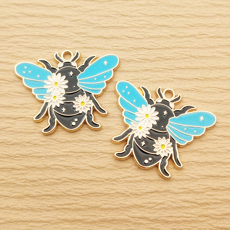 10-Piece Flower and Insect Charms for Jewelry Making - Enamel Pendants - Image 3