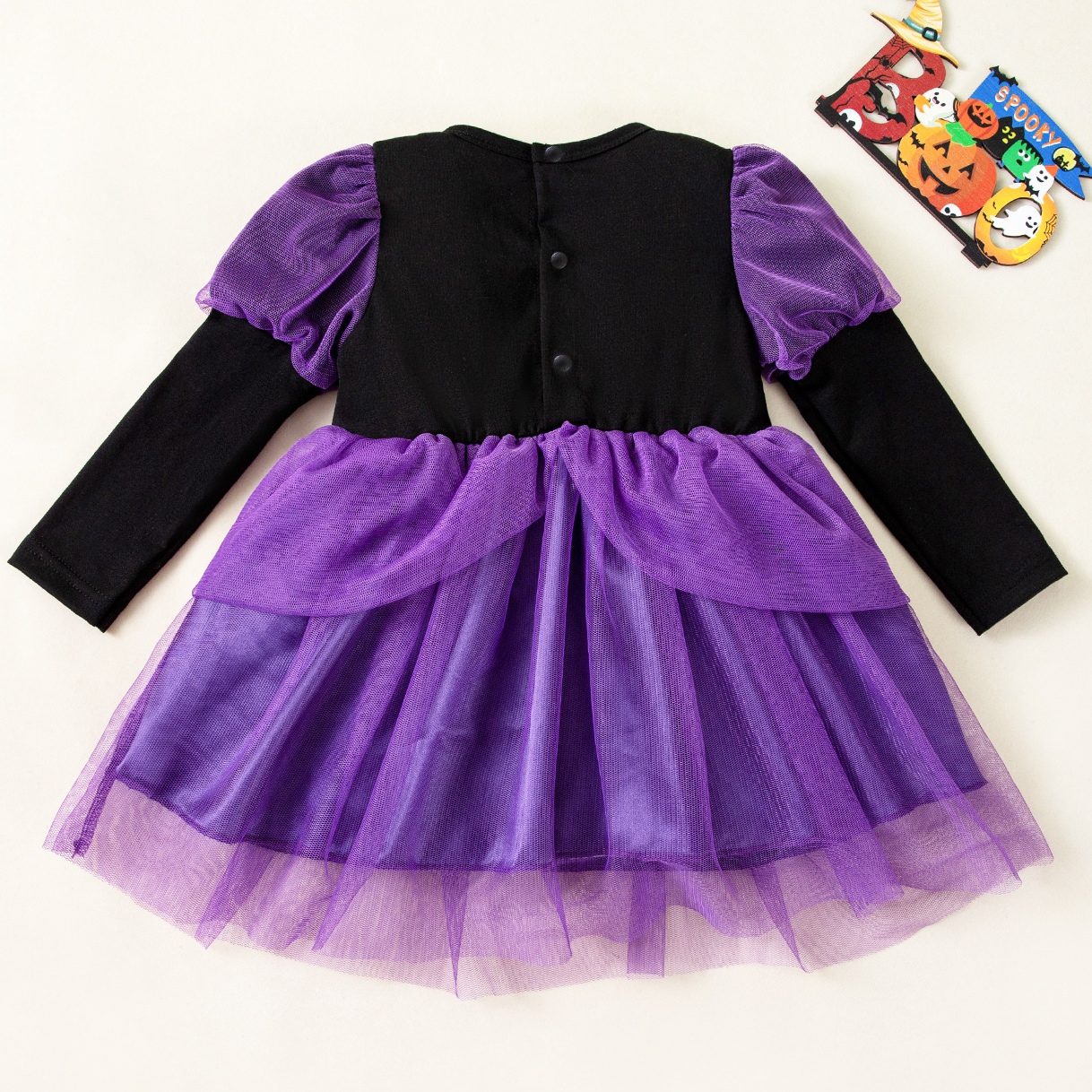 Purple Tiered Witch Dress for Toddler Girls Halloween - Image 2