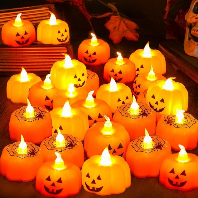 Halloween Pumpkin LED Electronic Candle Lights – Spooky Party & Home Decorations