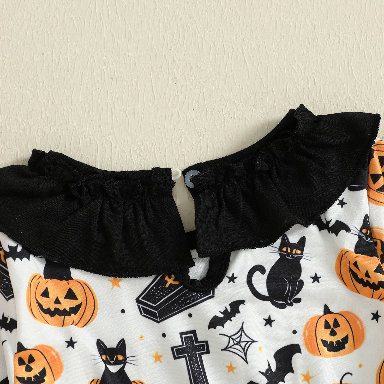 Toddler Girl Halloween A-Line Dress with Pumpkin & Black Cat Print - Image 5