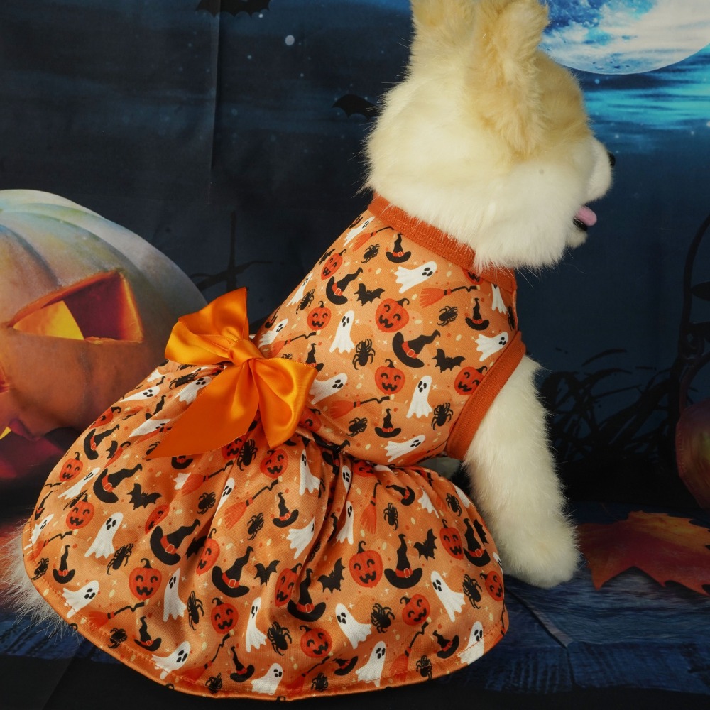 Halloween Pumpkin Bat Print Pet Costume Dress for Dogs and Cats - Image 3