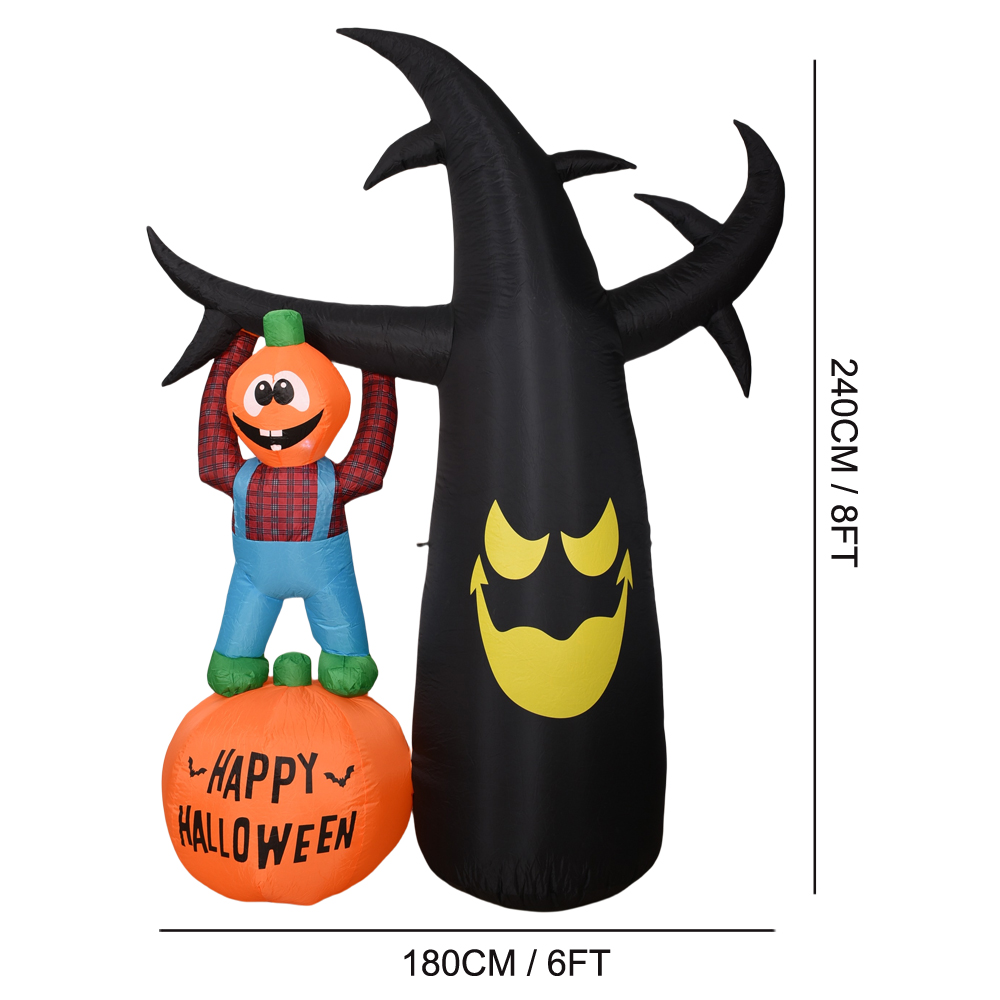 8FT Halloween Inflatable Ghost Tree with Pumpkins and LED Lights - Image 6