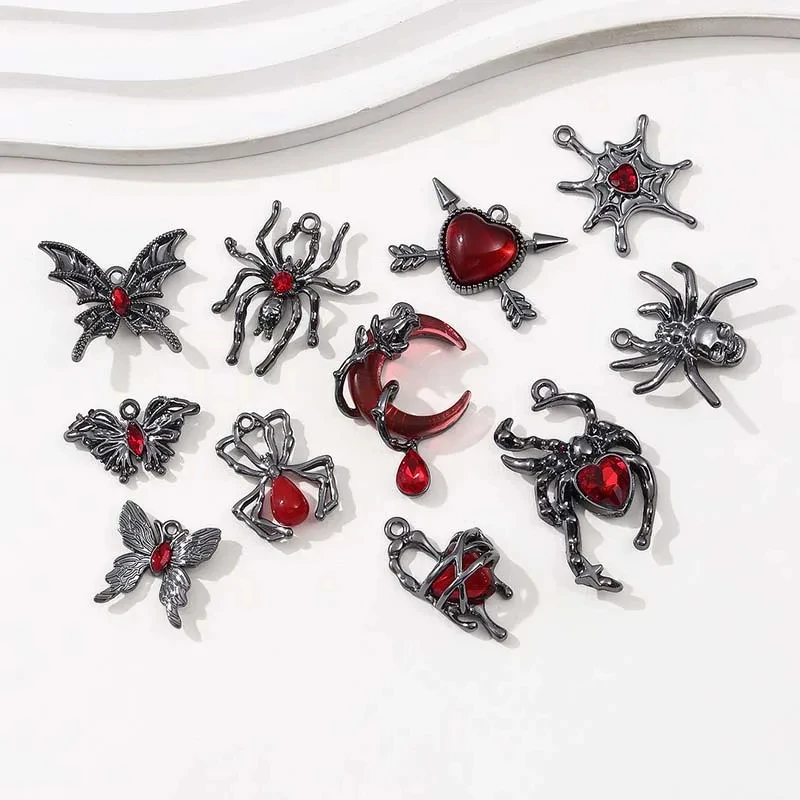 5pcs Gothic Moon Spider Butterfly DIY Charms for Earrings, Necklaces & Keychains - Image 3