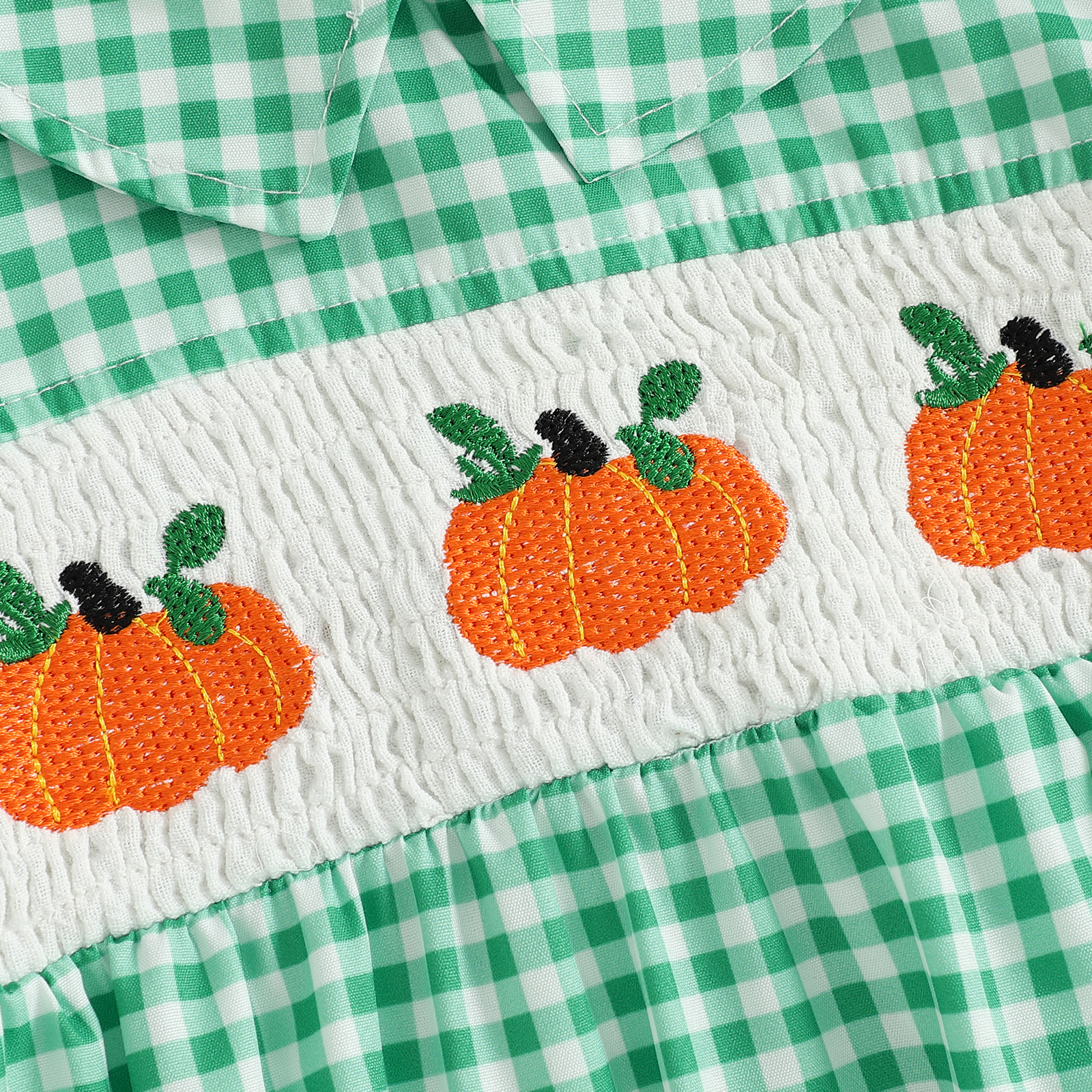 Adorable Pumpkin Embroidery Romper for Baby Girls - Perfect for Halloween - Image 5