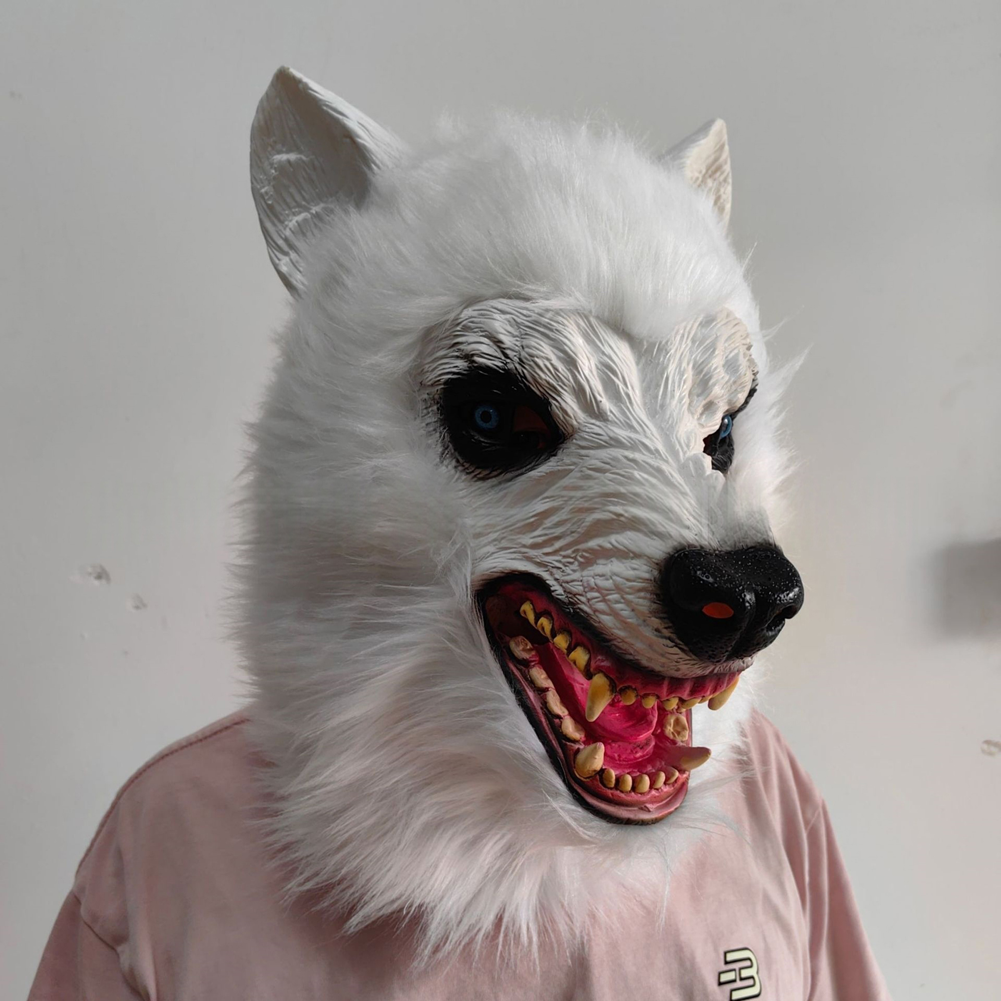 White Wolf Realistic Scary Facewear for Halloween, Cosplay & Masquerade Costume - Image 5