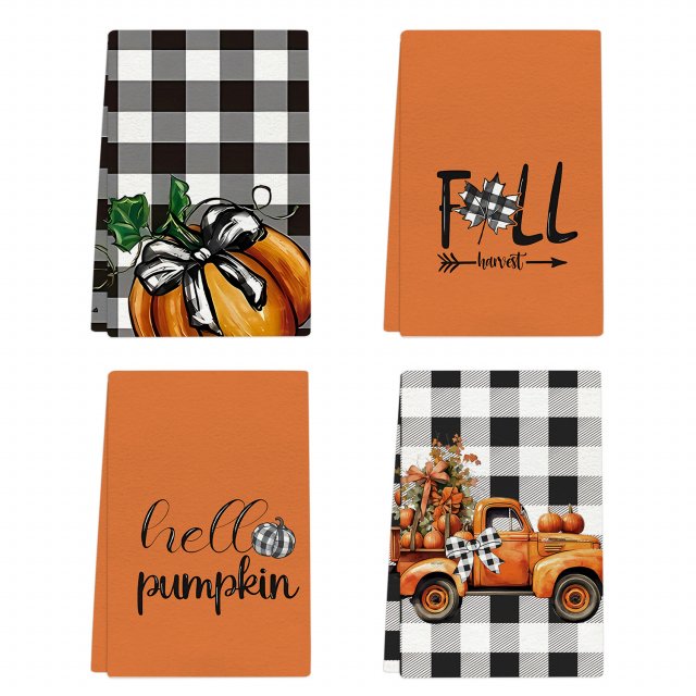 4PCS Fall Pumpkin Kitchen Towels