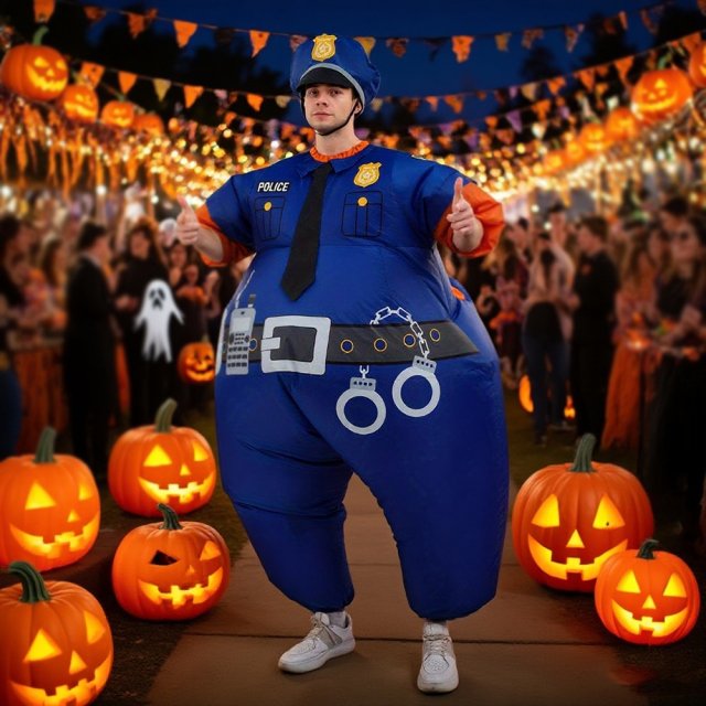 Adult Inflatable Police Costume Funny Halloween Blow Up Outfit