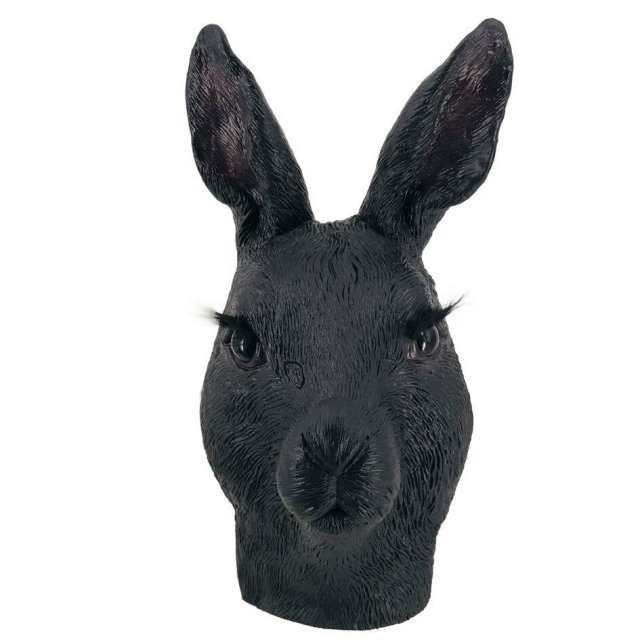 Realistic Black Rabbit Latex Mask for Halloween & Fancy Dress Parties