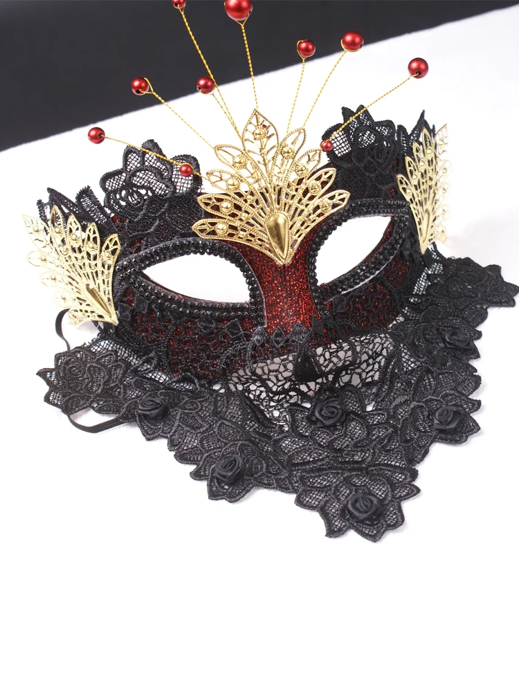 Elegant Black Lace Veil Masquerade Mask for Men & Women - Image 5