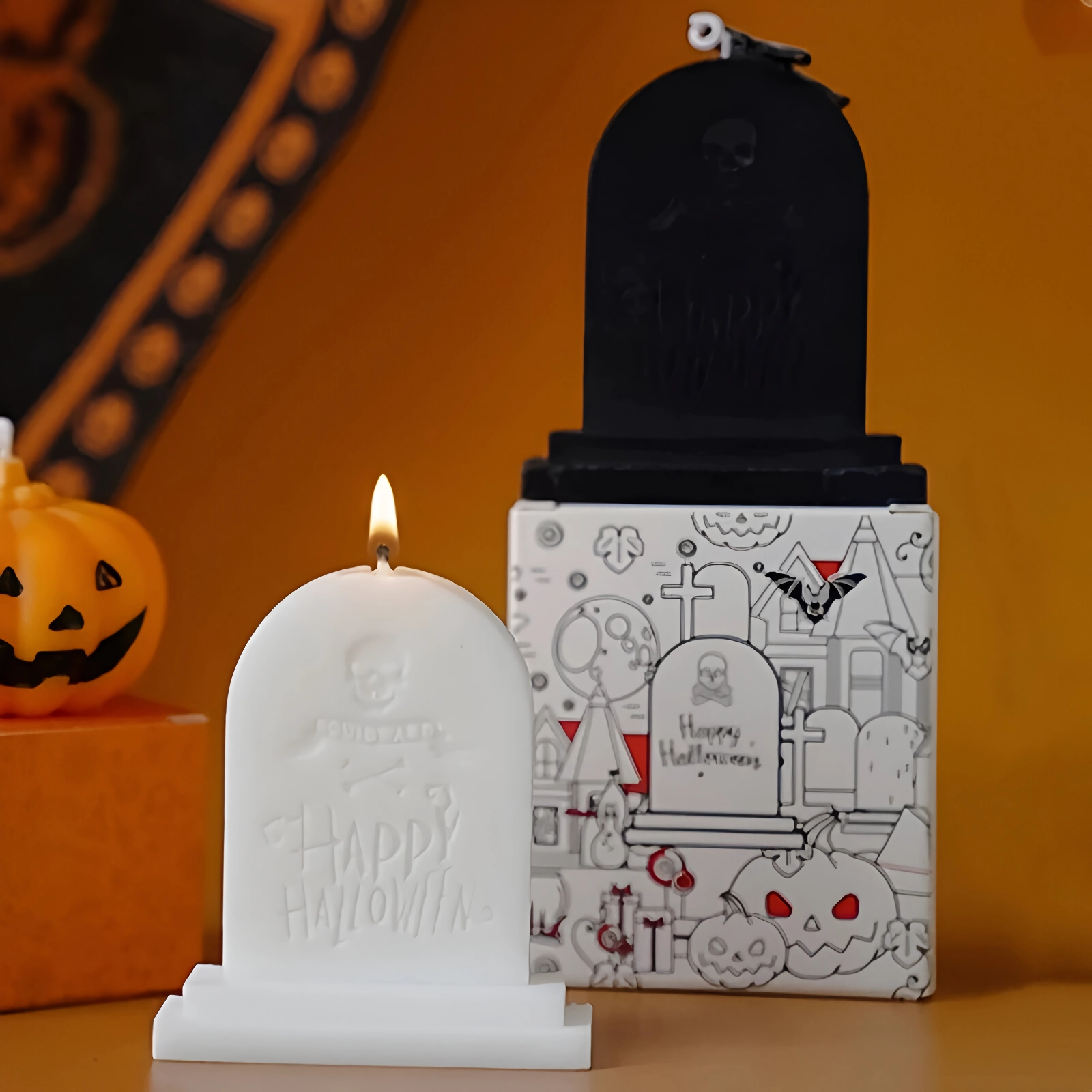 Skull Tombstone Scented Candle – Halloween & Autumn Decor, Perfect for Parties & Gifts