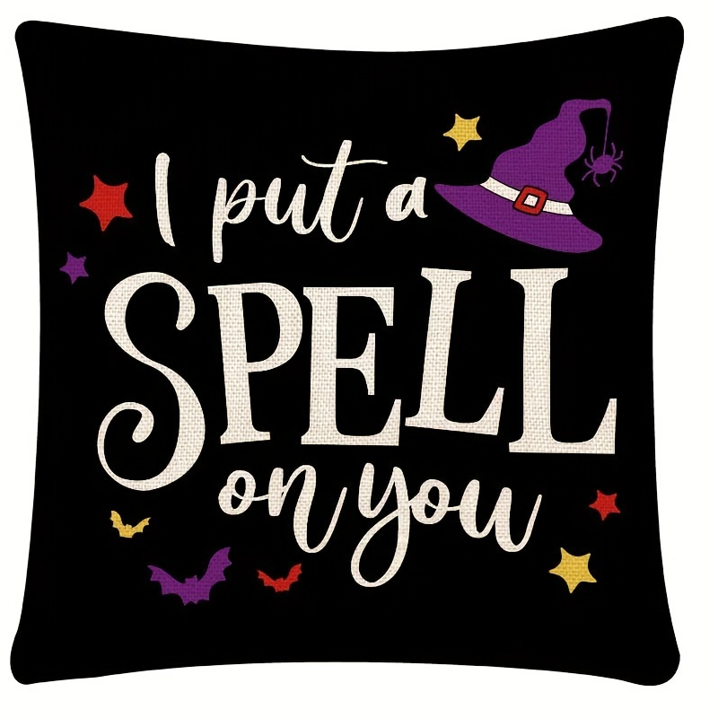 Halloween Geometric Linen Throw Pillow Cover with Zipper Closure - Image 4
