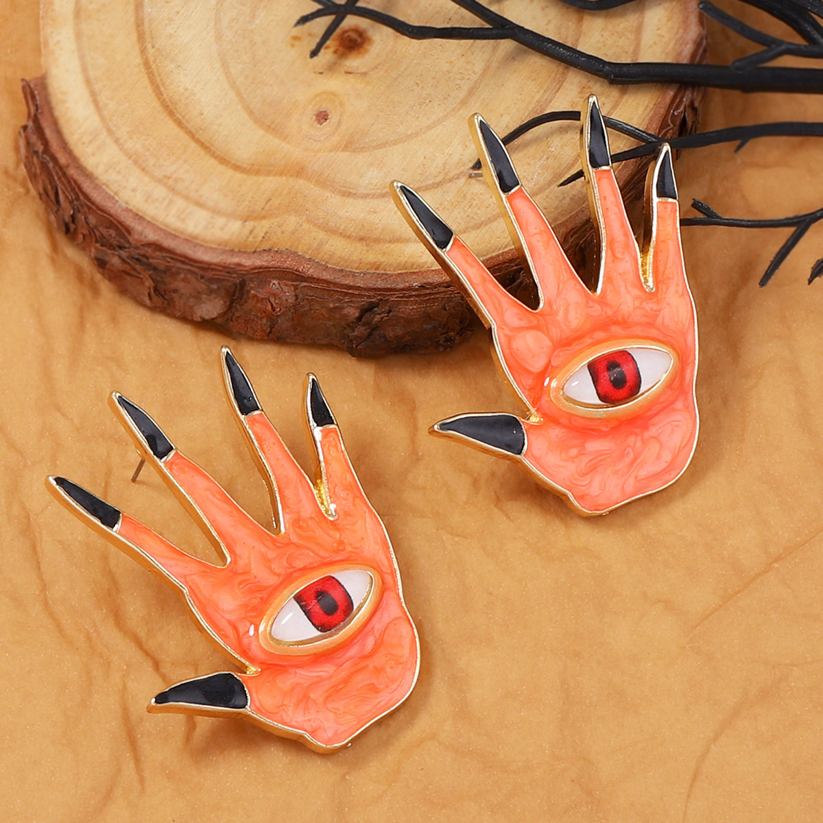 Halloween Devil’s Eye Five Finger Alloy Earrings - Image 2