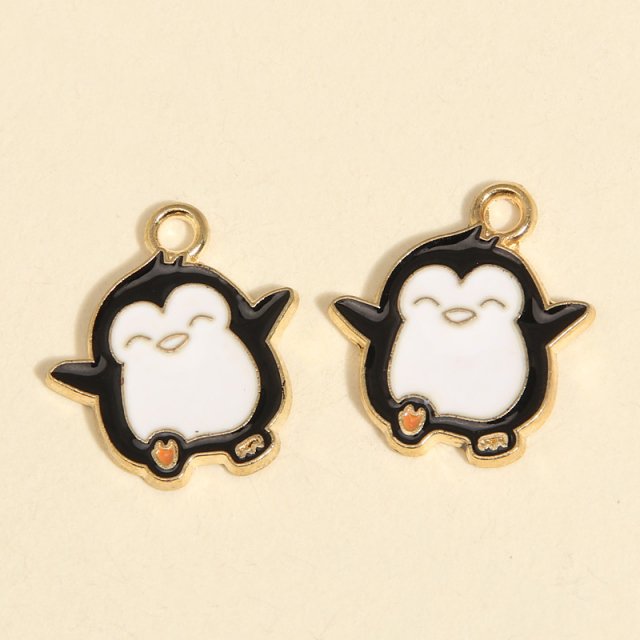 10pcs Gold Penguin Charms for DIY Jewelry Making