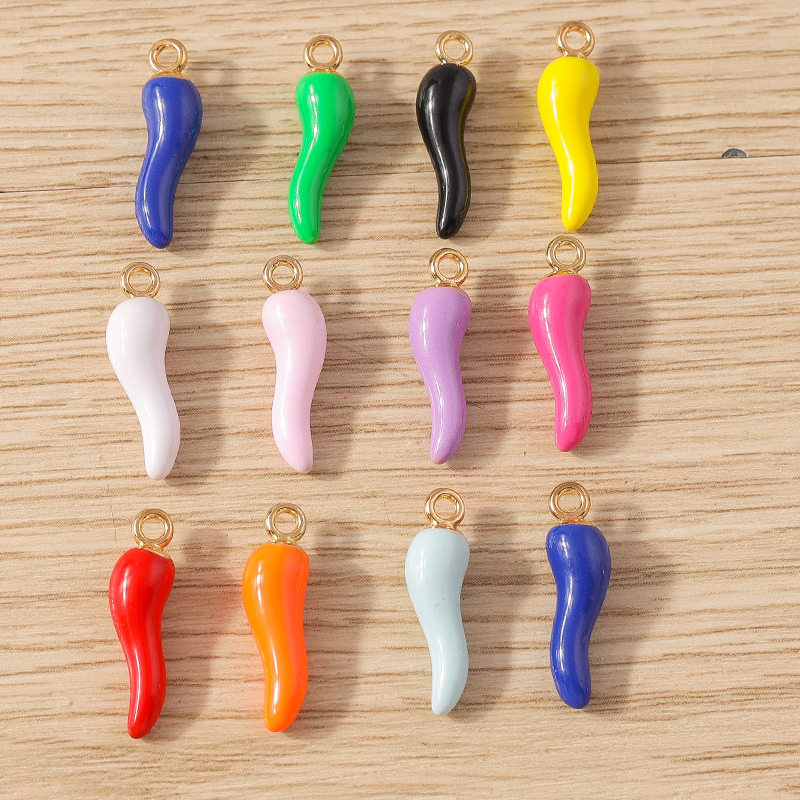 10pcs Colorful Resin Chili Pepper Charms 5x19mm for Jewelry Making DIY Crafts