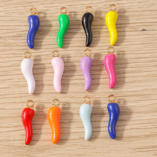 10pcs Colorful Resin Chili Pepper Charms 5x19mm for Jewelry Making DIY Crafts