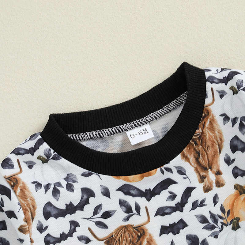 Adorable Baby Boy Halloween Cow Print Tracksuit - Cute Outfit Set - Image 3
