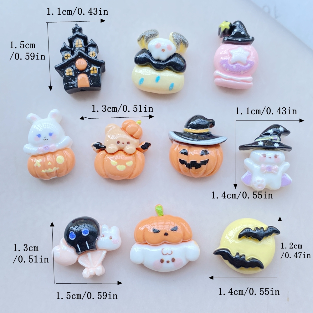 20 Pcs Mini Halloween Bat and Pumpkin Resin Cabochons for Crafts and DIY - Image 6