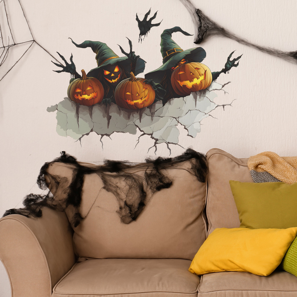 Halloween Wall-Breaking Pumpkin Ghost Hand Wall Stickers - Image 2