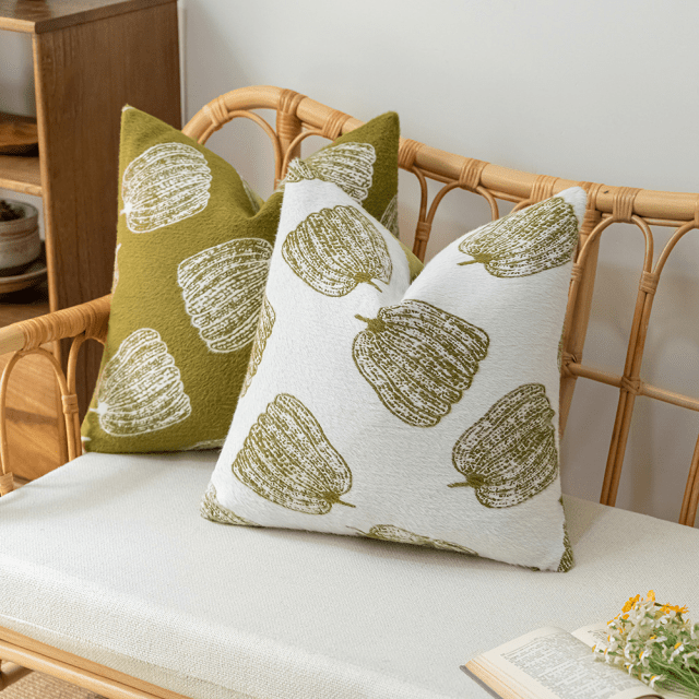 Modern Nordic Chenille Pumpkin Jacquard Cushion Cover 18"x18" - Soft Plush Decor