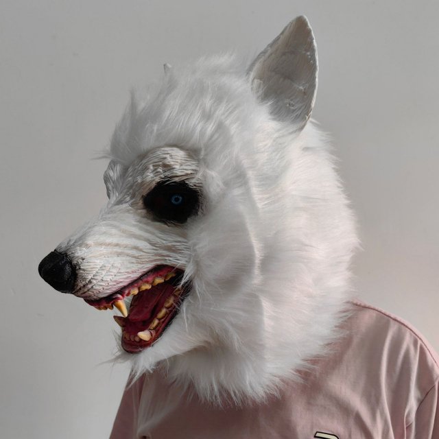 White Wolf Realistic Scary Facewear for Halloween, Cosplay & Masquerade Costume