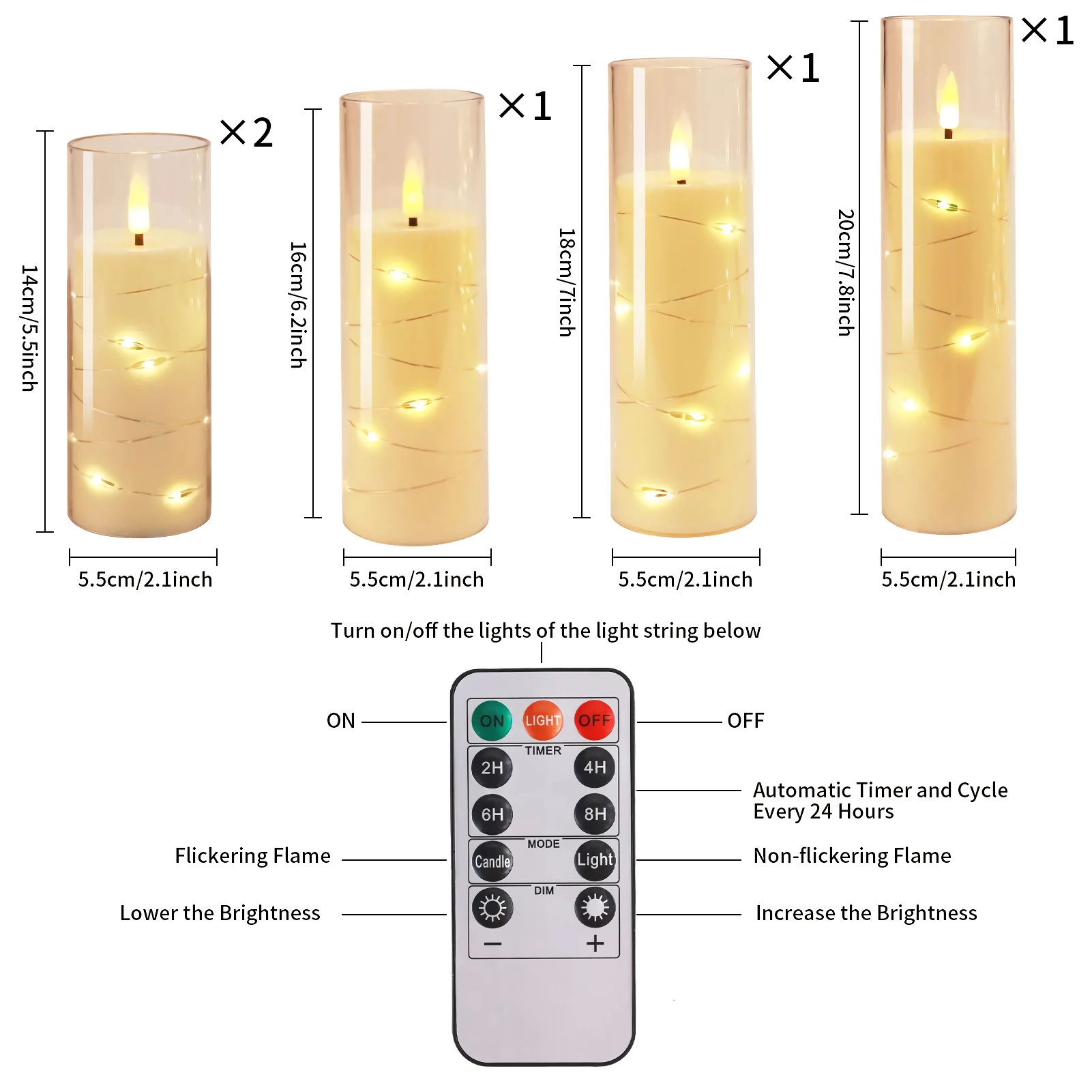 5Pc Flameless LED Candles with Star String & Remote Control – Flickering Tealight Set with Timer - Image 7