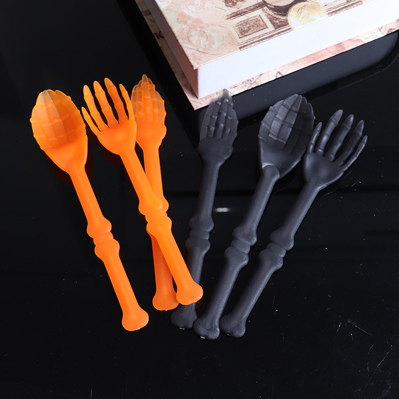 Halloween Party Disposable Tableware Set with Skull Cup and Cutlery - Image 2