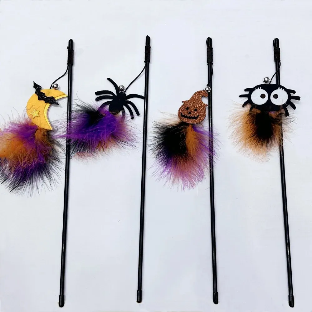 Interactive Halloween Cat Toy – Pumpkin, Ghost & Spider Wand - Image 5