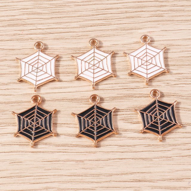 10pcs Halloween Spider Web Charms Enamel Pendants for Jewelry Making