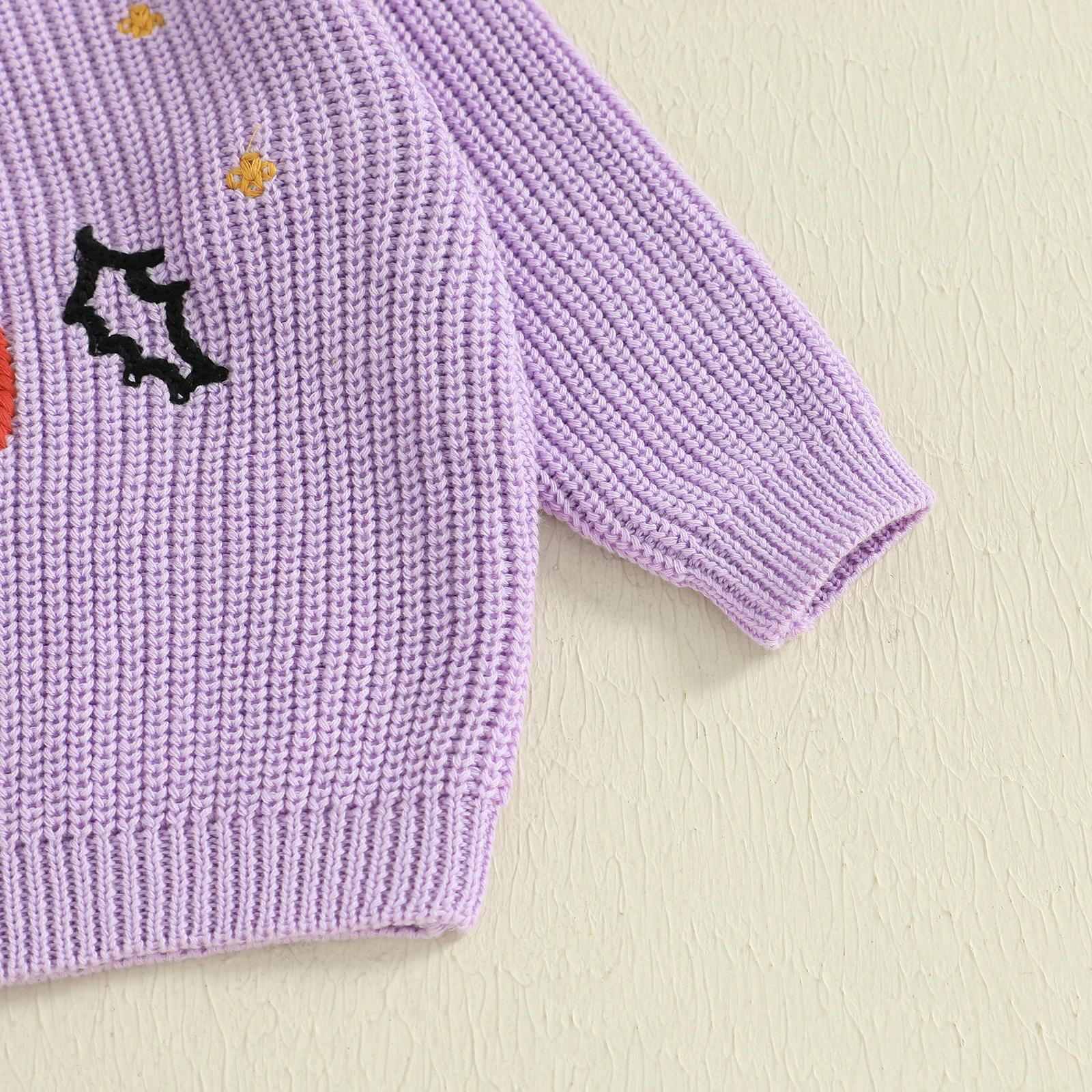 Girls Pumpkin Sweater Long Sleeve Crew Neck Warm Winter Halloween Outfit - Image 6