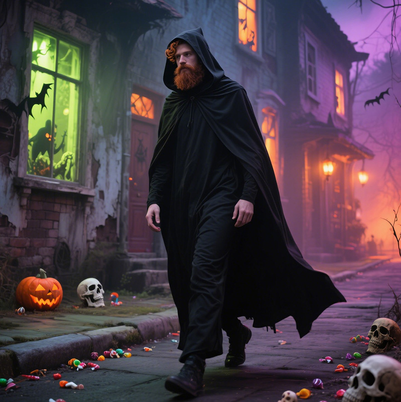 Black Hooded Cape Cloak 47-55in Unisex Costume for Halloween & Cosplay - Image 2