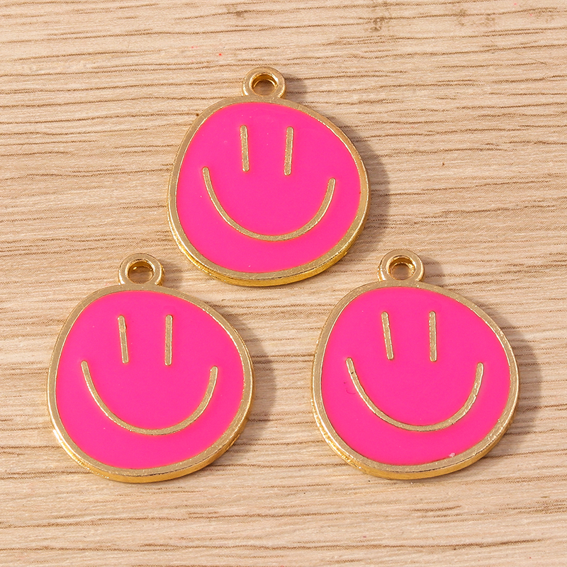 10pcs Colorful Enamel Smile Face Charms for DIY Jewelry Making - Image 3