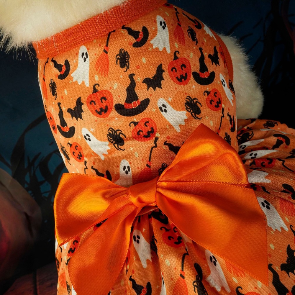 Halloween Pumpkin Bat Print Pet Costume Dress for Dogs and Cats - Image 4