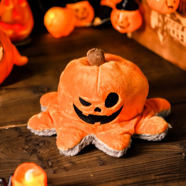 Halloween Flip Pumpkin Octopus Plush Dog Toy with Squeaker