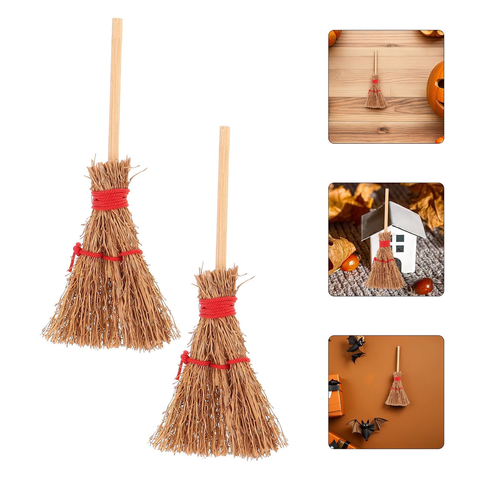 Miniature Witch Brooms - Dollhouse Craft Decoration - Halloween Scenery Accessories - Image 4