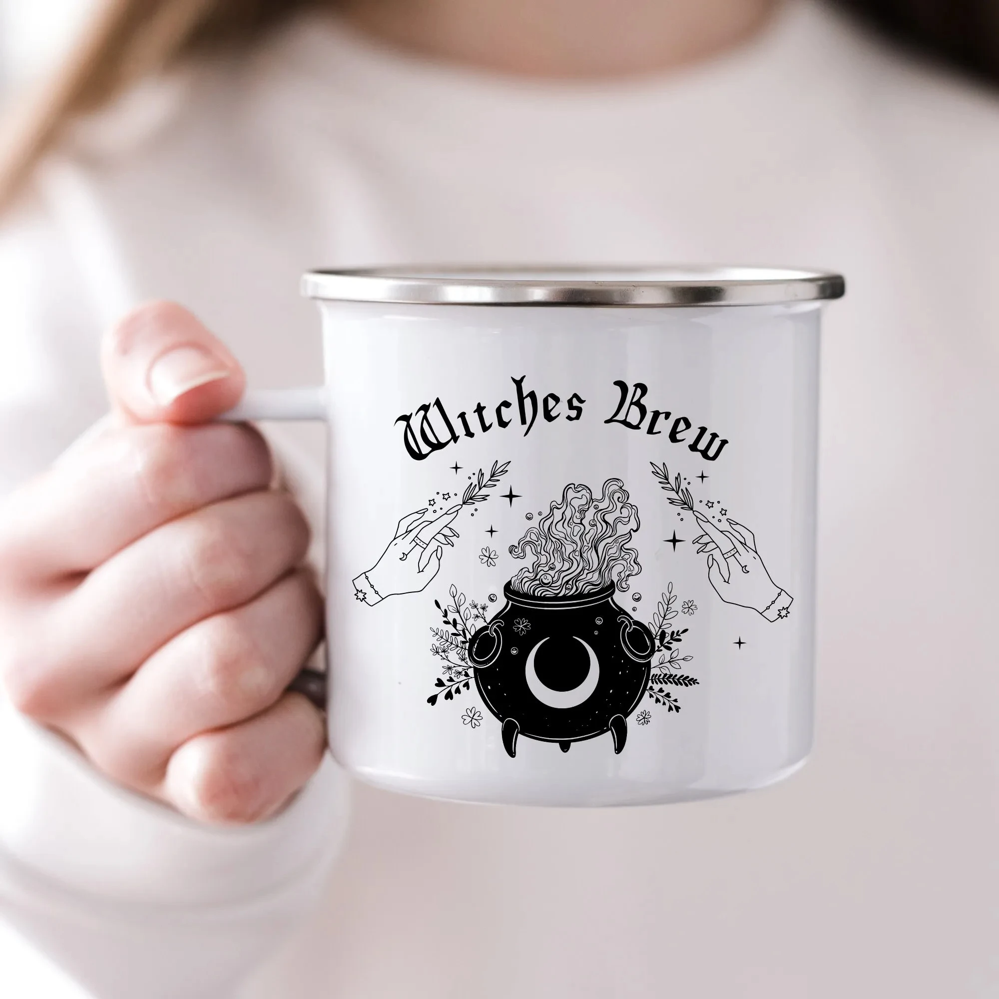 Witches Brew Enamel Mug - 12oz Halloween Camping Coffee Mug, Birthday Gift for Friends - Image 2
