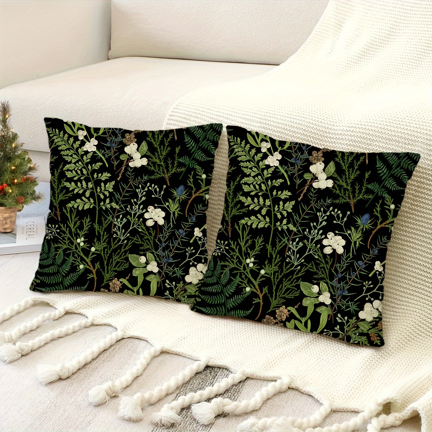 Vintage Sage Green Botanical Throw Pillow Cover - Image 3