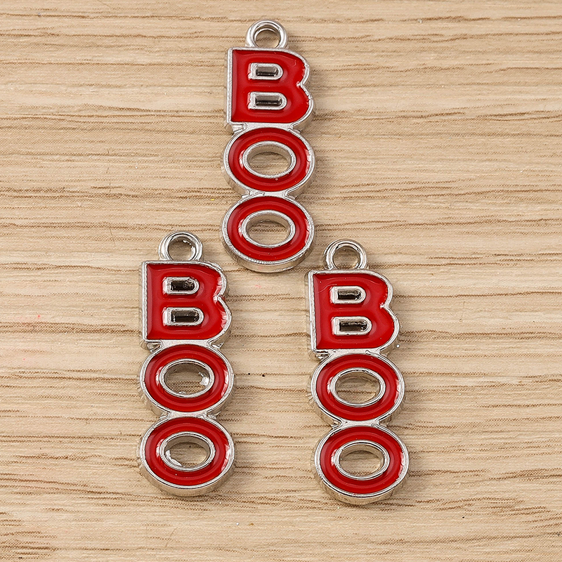 10pcs Enamel BOO Letter Charms Pendants for DIY Jewelry Making 8x24mm - Image 5