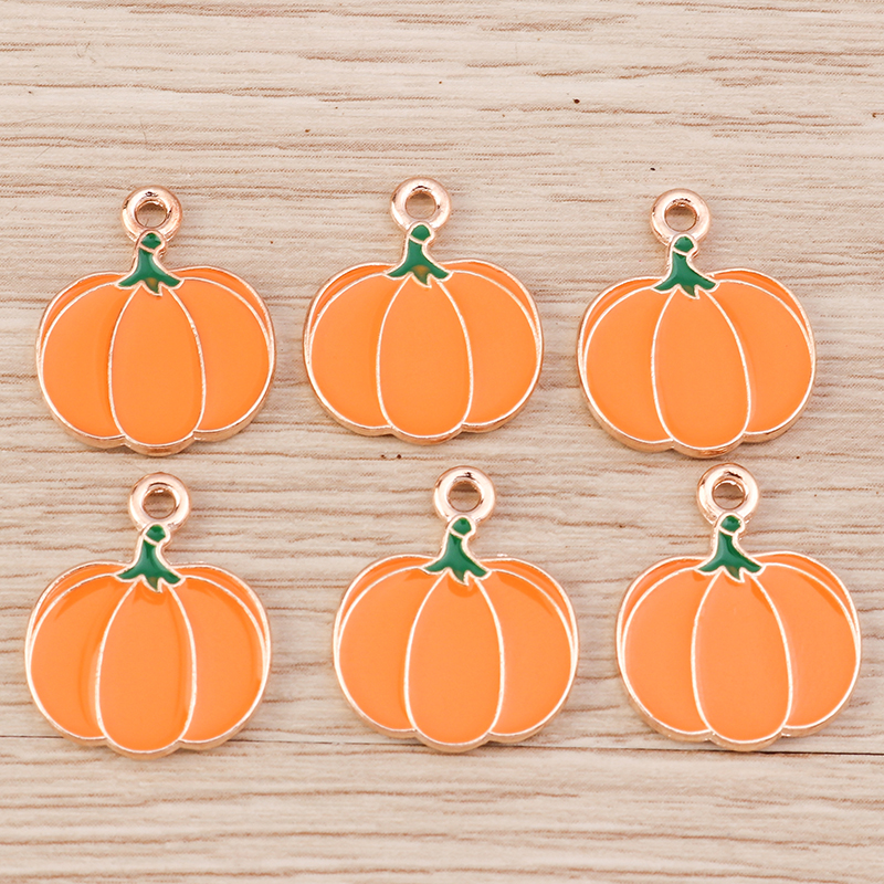 10pcs Enamel Pumpkin Charms Pendants for DIY Earrings Necklaces Bracelets