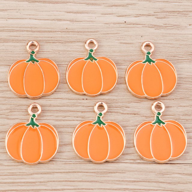 10pcs Enamel Pumpkin Charms Pendants for DIY Earrings Necklaces Bracelets