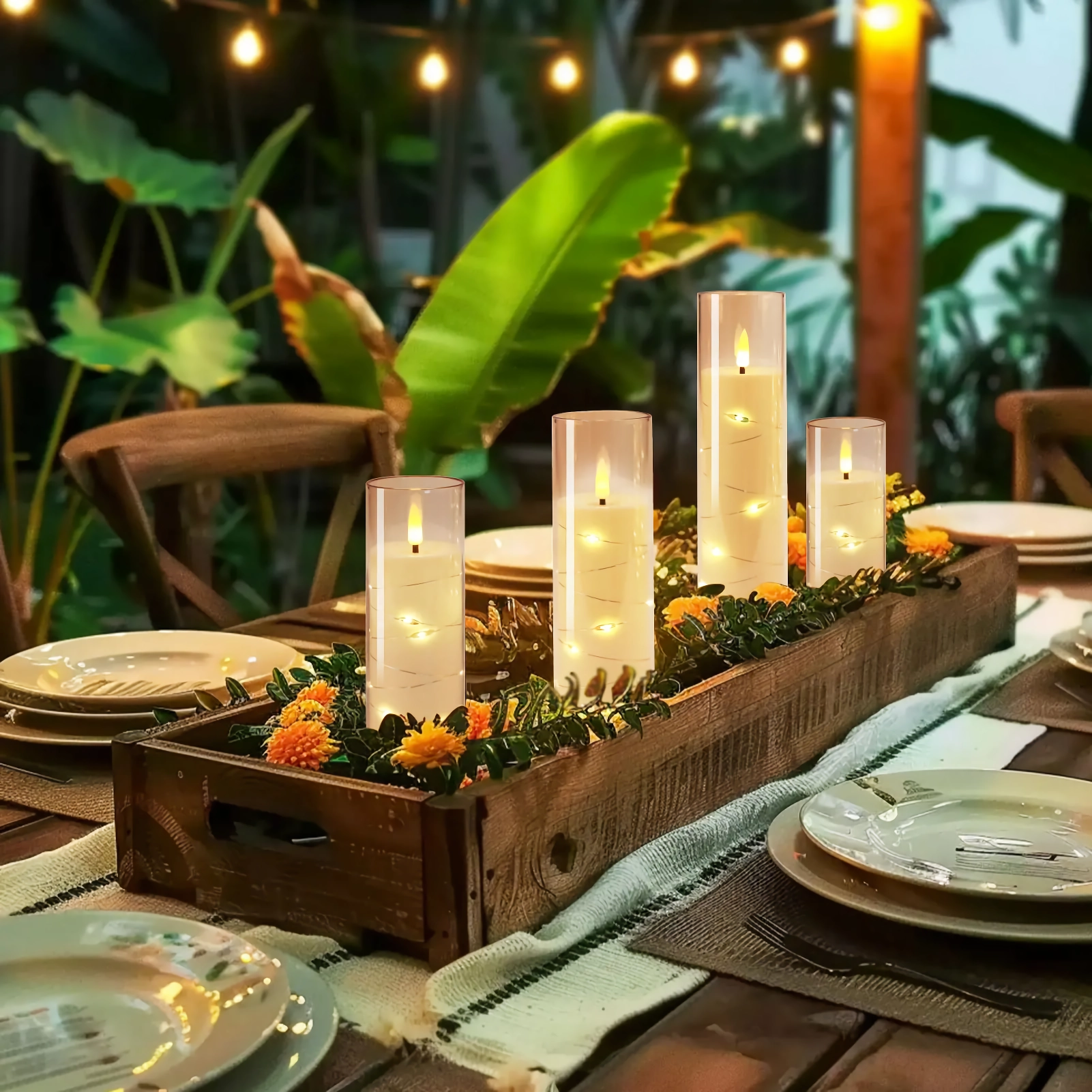 5Pc Flameless LED Candles with Star String & Remote Control – Flickering Tealight Set with Timer - Image 5