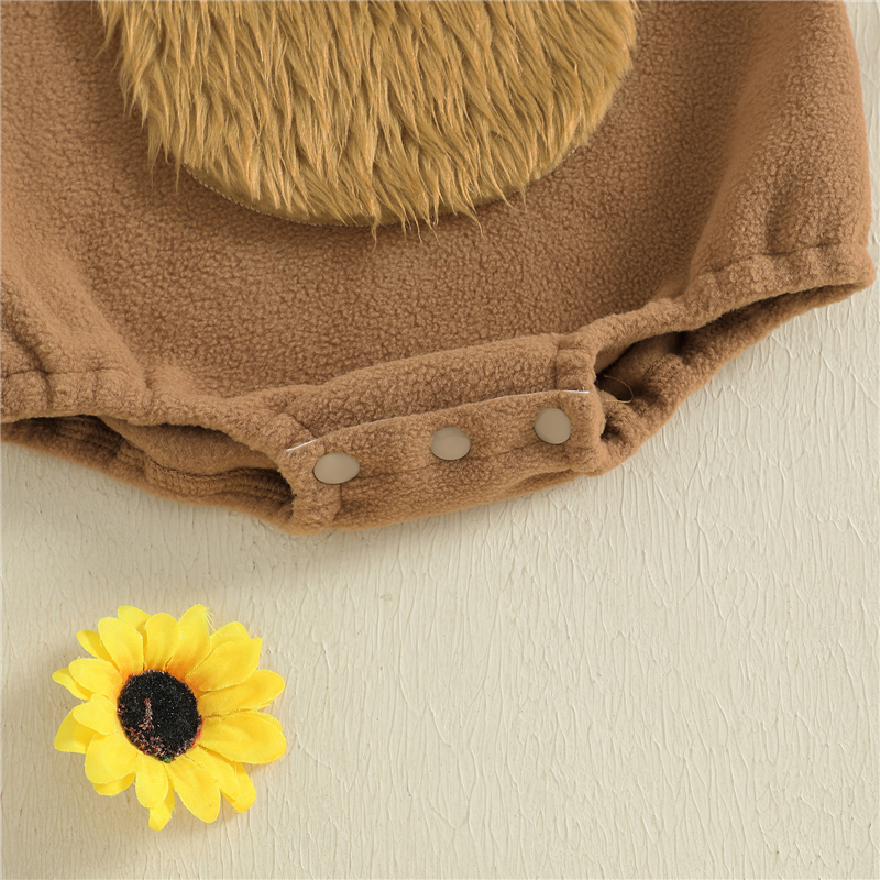 Adorable Baby Halloween Wolf Costume - Plush Romper with Hat - Image 6