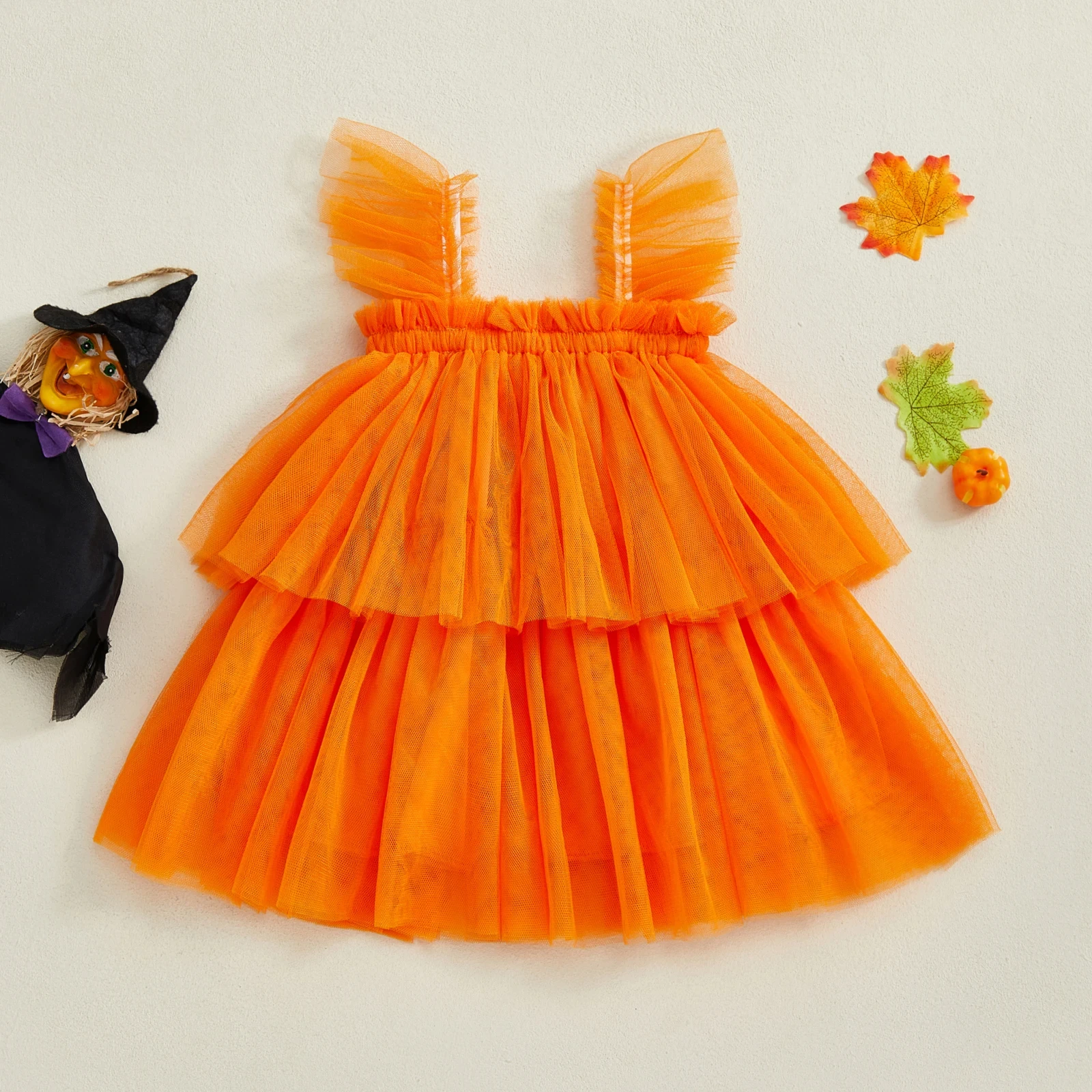 Toddler Baby Girls Halloween Tulle Dress with Pumpkin/Spider Patch - Image 3